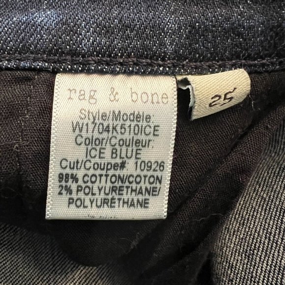 Rag & Bone Jeans Womens 2 25" Blue Dark Acid Wash Mid Rise Crop‎ Skinny Leg - Picture 6 of 8